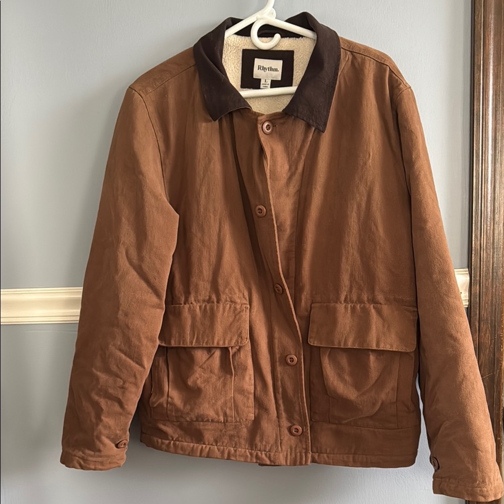 Rhythm Tan Jacket with Dark Brown Collar